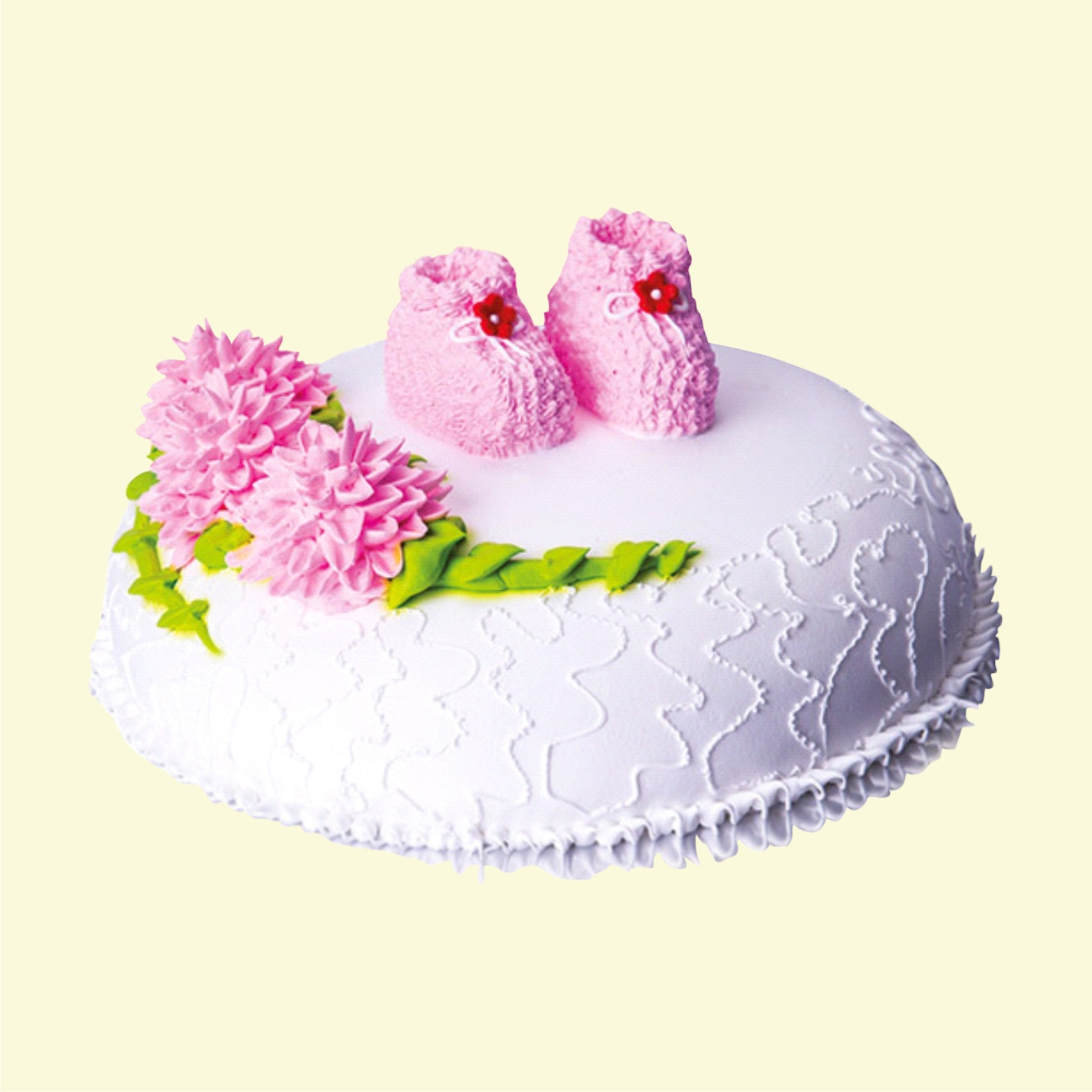 WHITE CREAM OVAL FANCY CAKE-19