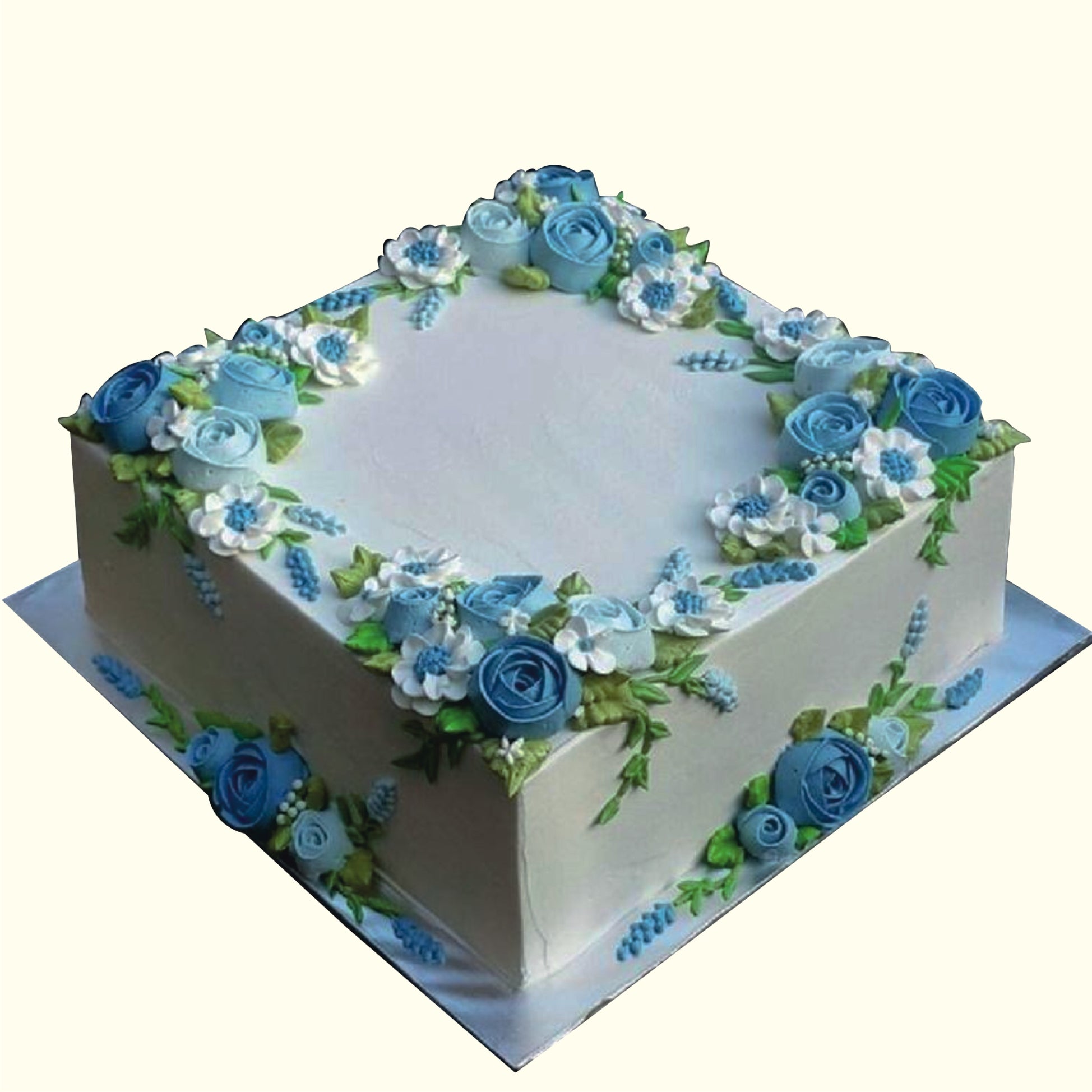 SQUARE BLUE DESIGN FANCY CAKE-53