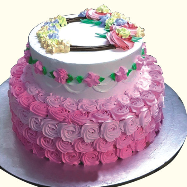 DOUBLE LAYER PRETTY FANCY CAKE68 Merak Cakes