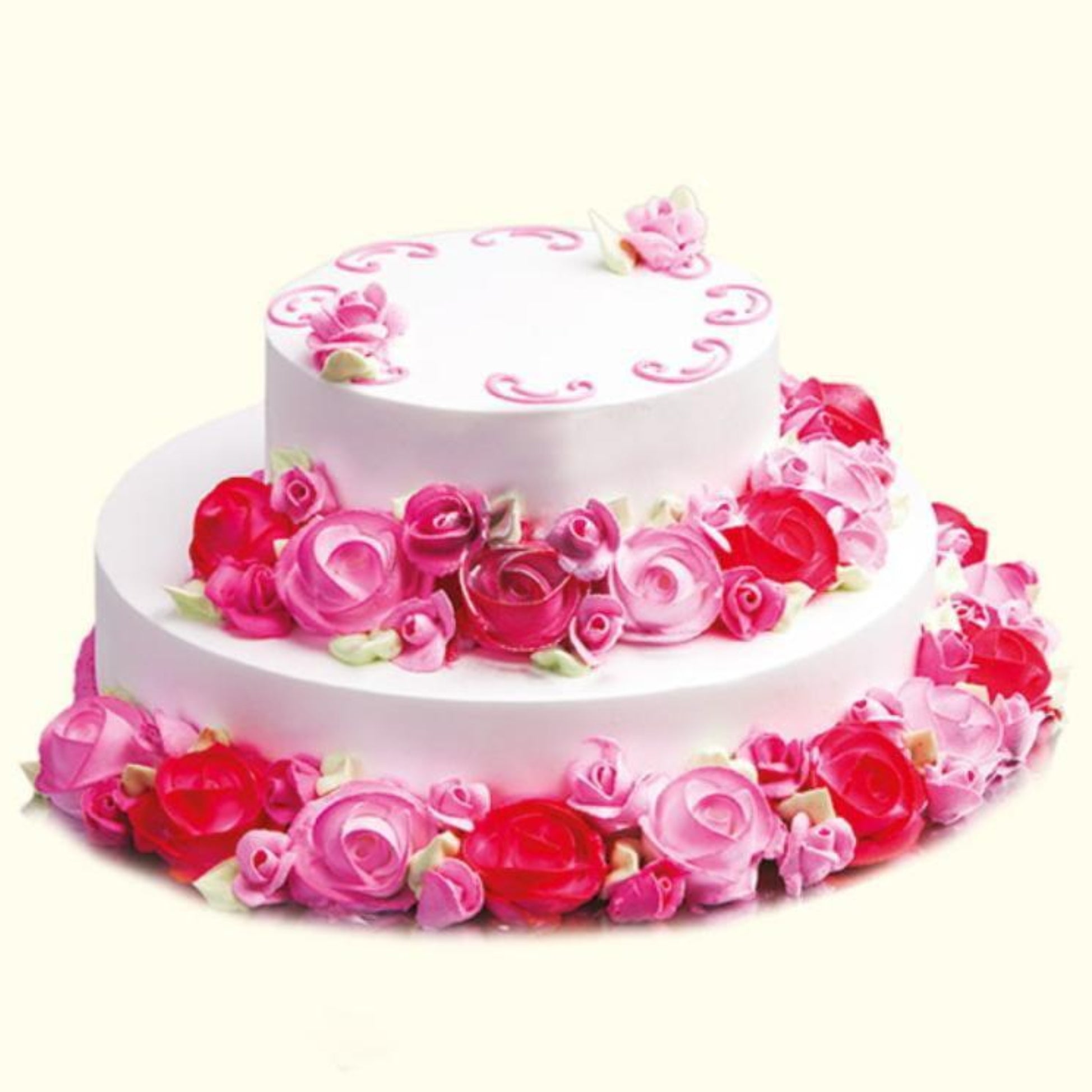 PINK ROSE DOUBLE LAYER FANCY CAKE-70