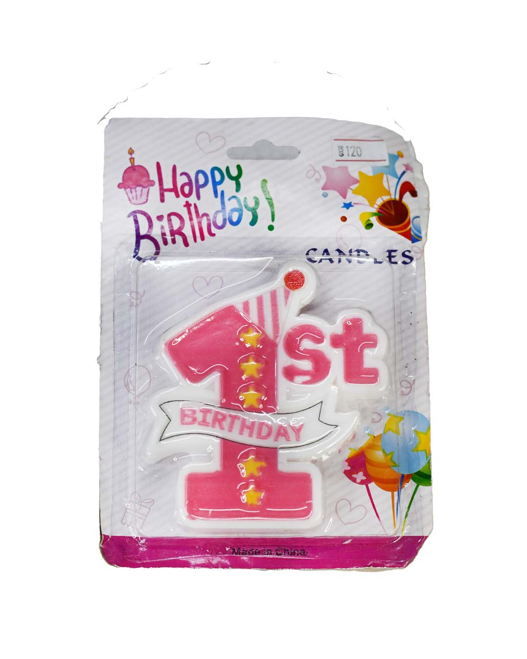 1st Birthday Pink Candle