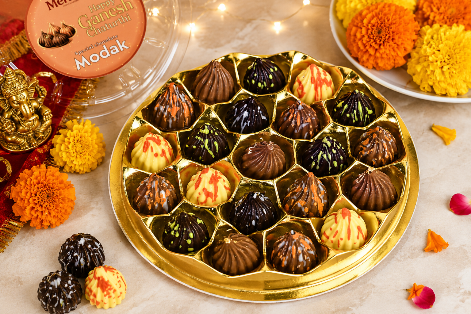 Assorted Modak Round Box 21 PC