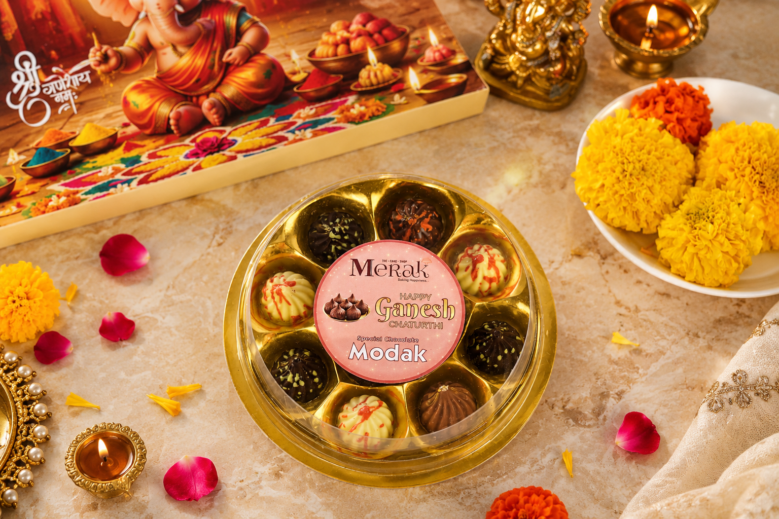 Assorted Modak Round Box 11 PC