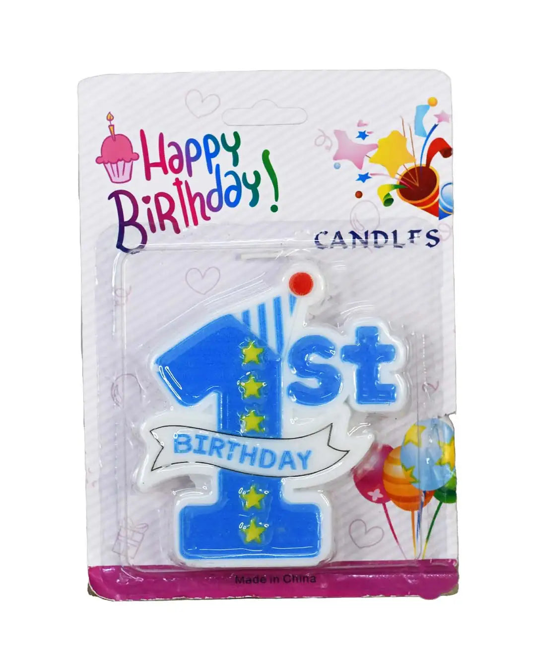 1st Birthday Blue Candle