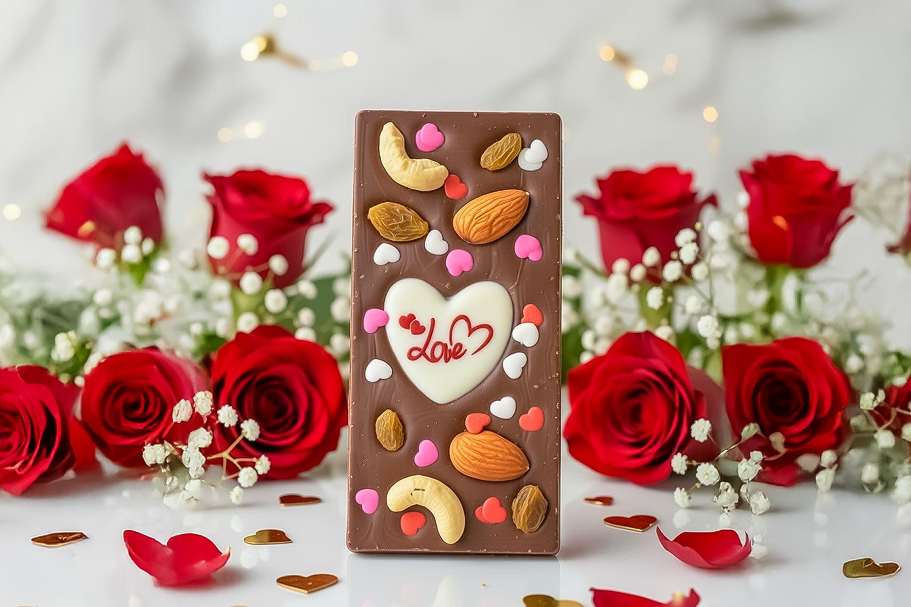 delicious valentine chocolate bar