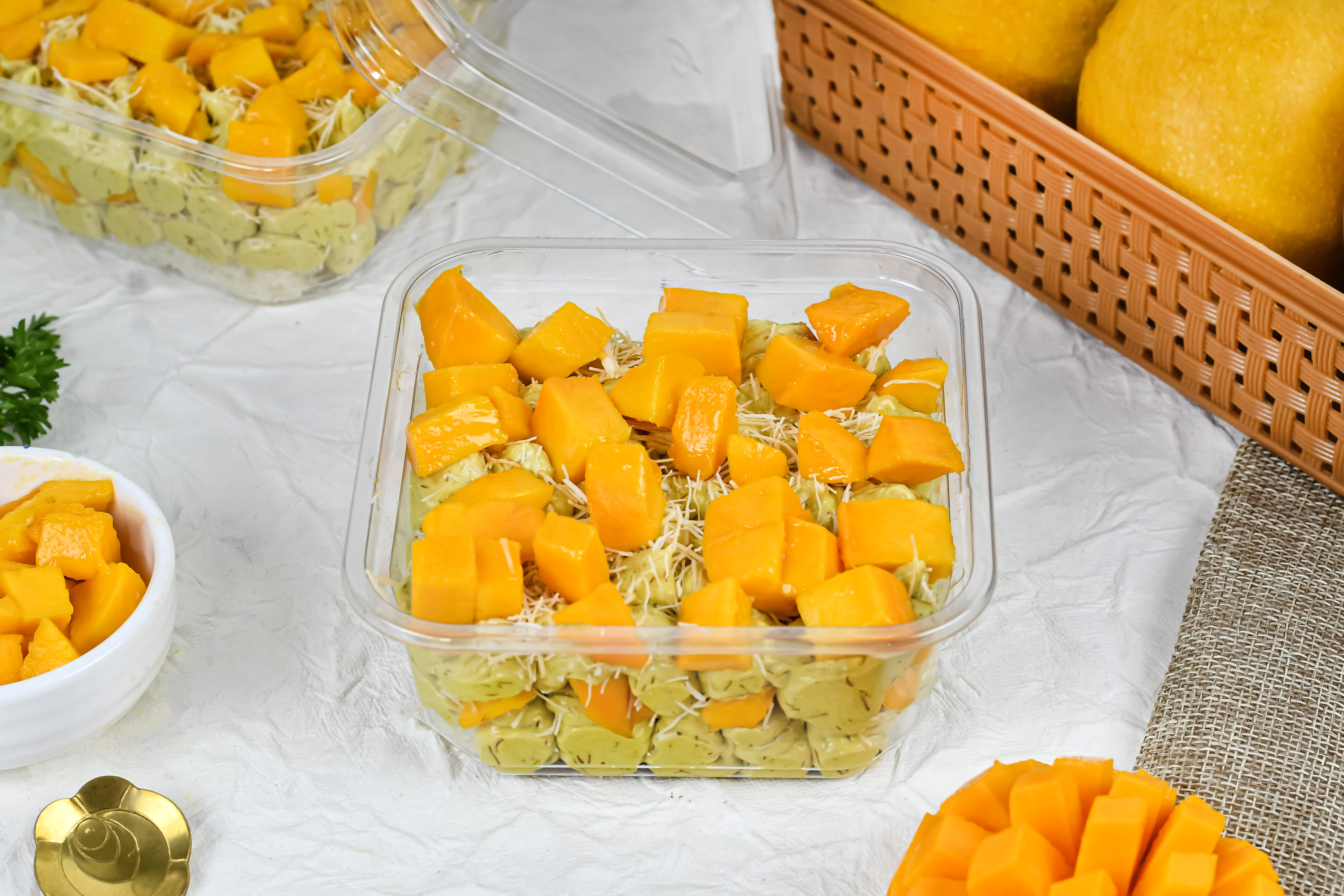 Mango pistachio kunafa tub