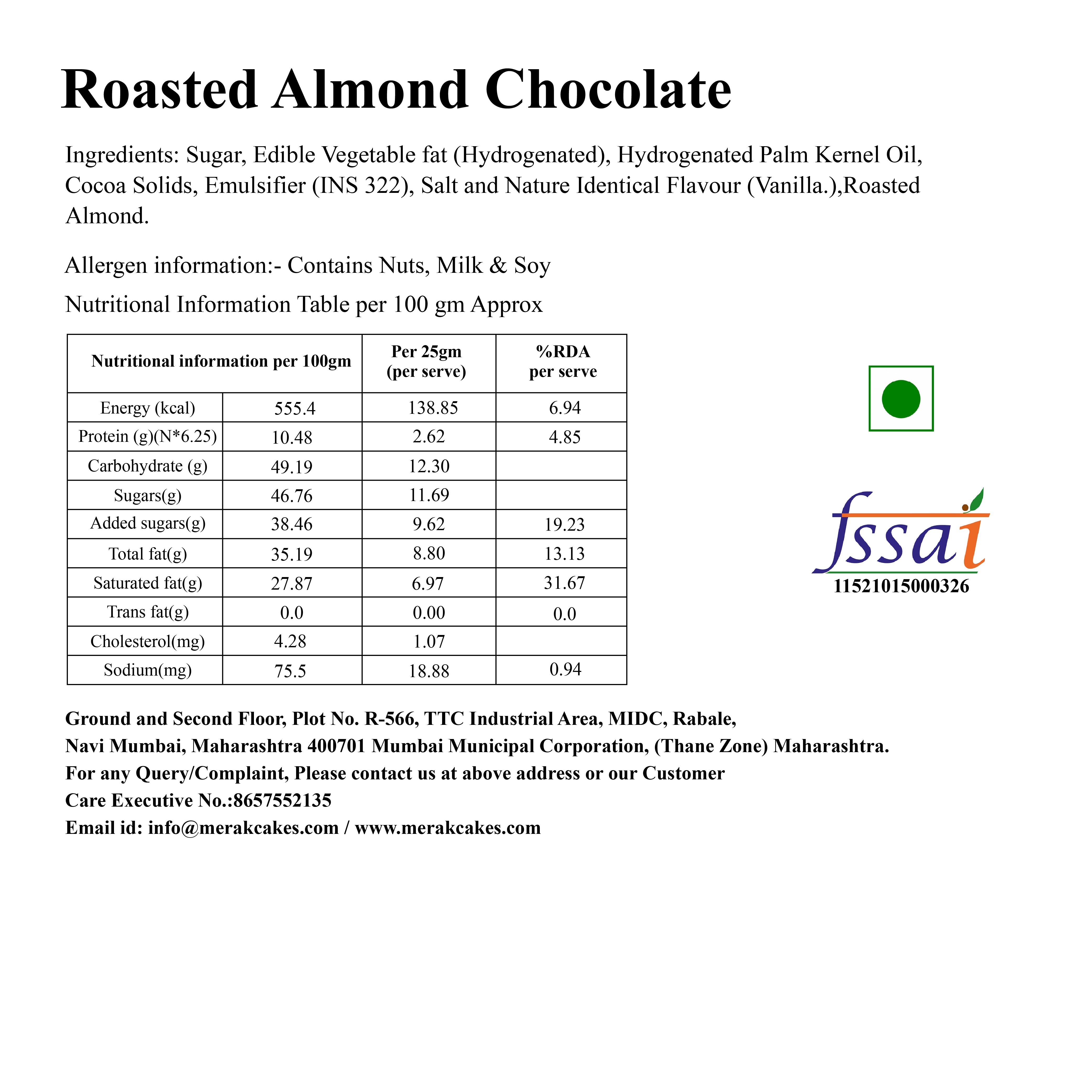 Roasted Almond Chocolate (65gm)
