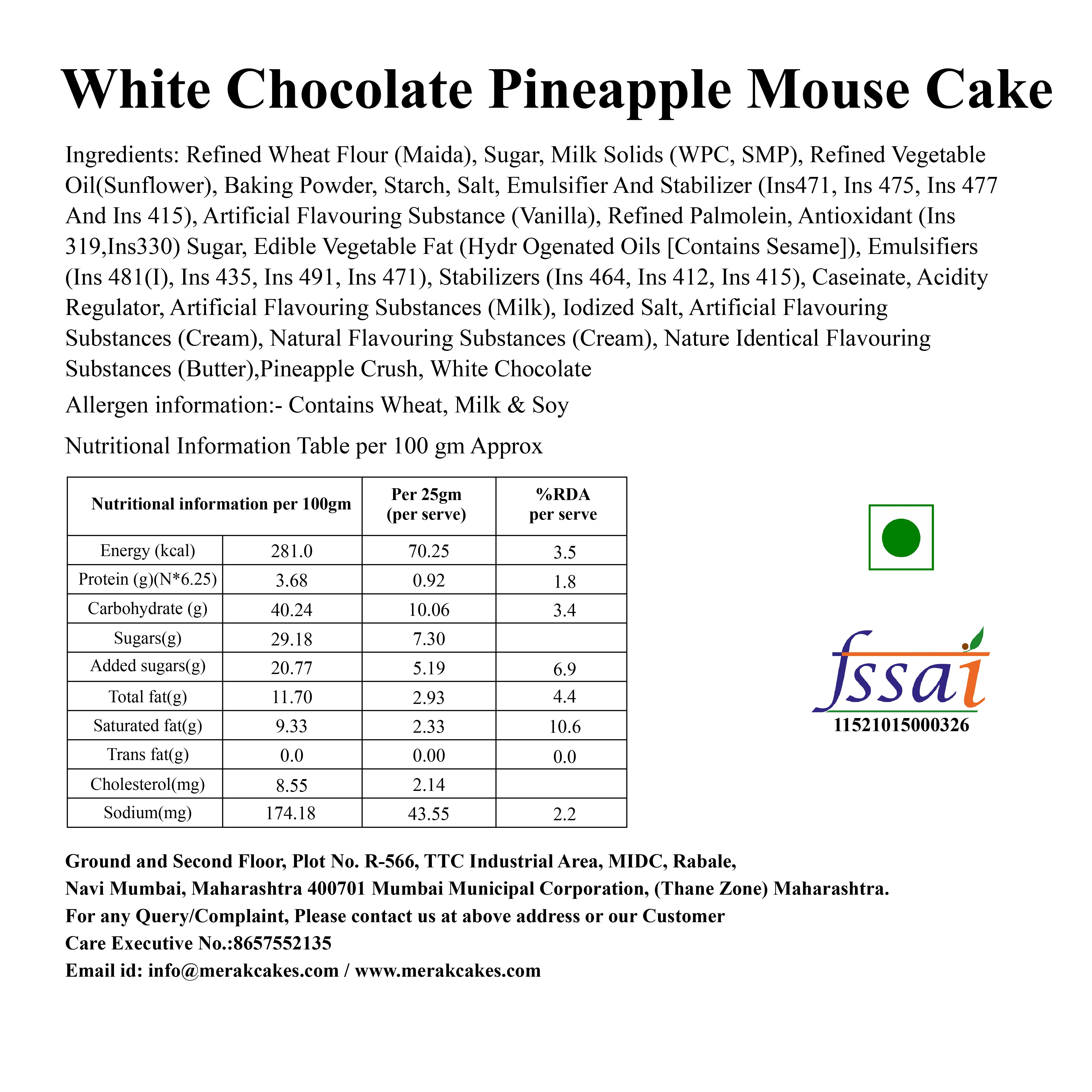 White Chocolate Pineapple Mousse Cake