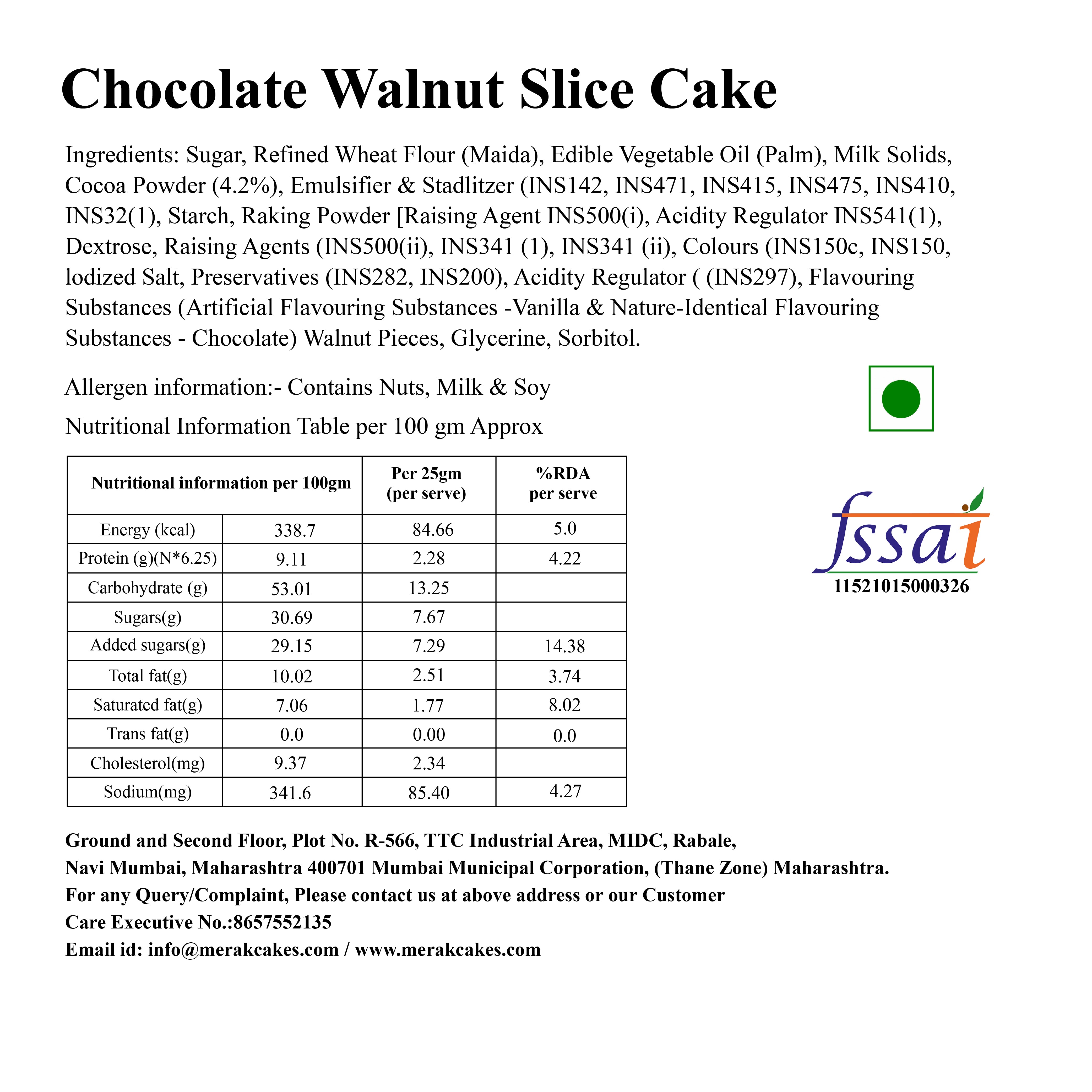 Chocolate Walnut Slice Cake