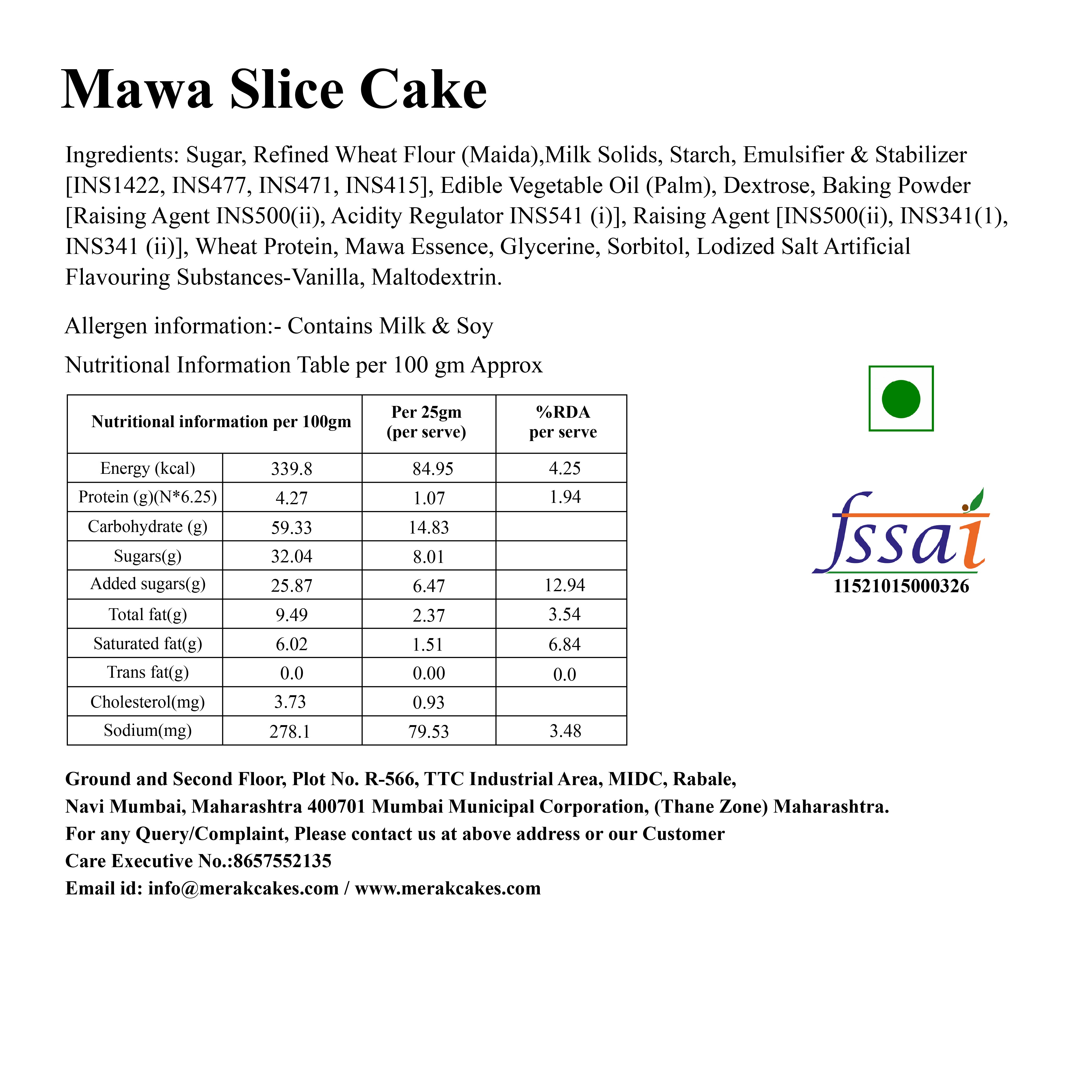 Mawa Slice Cake