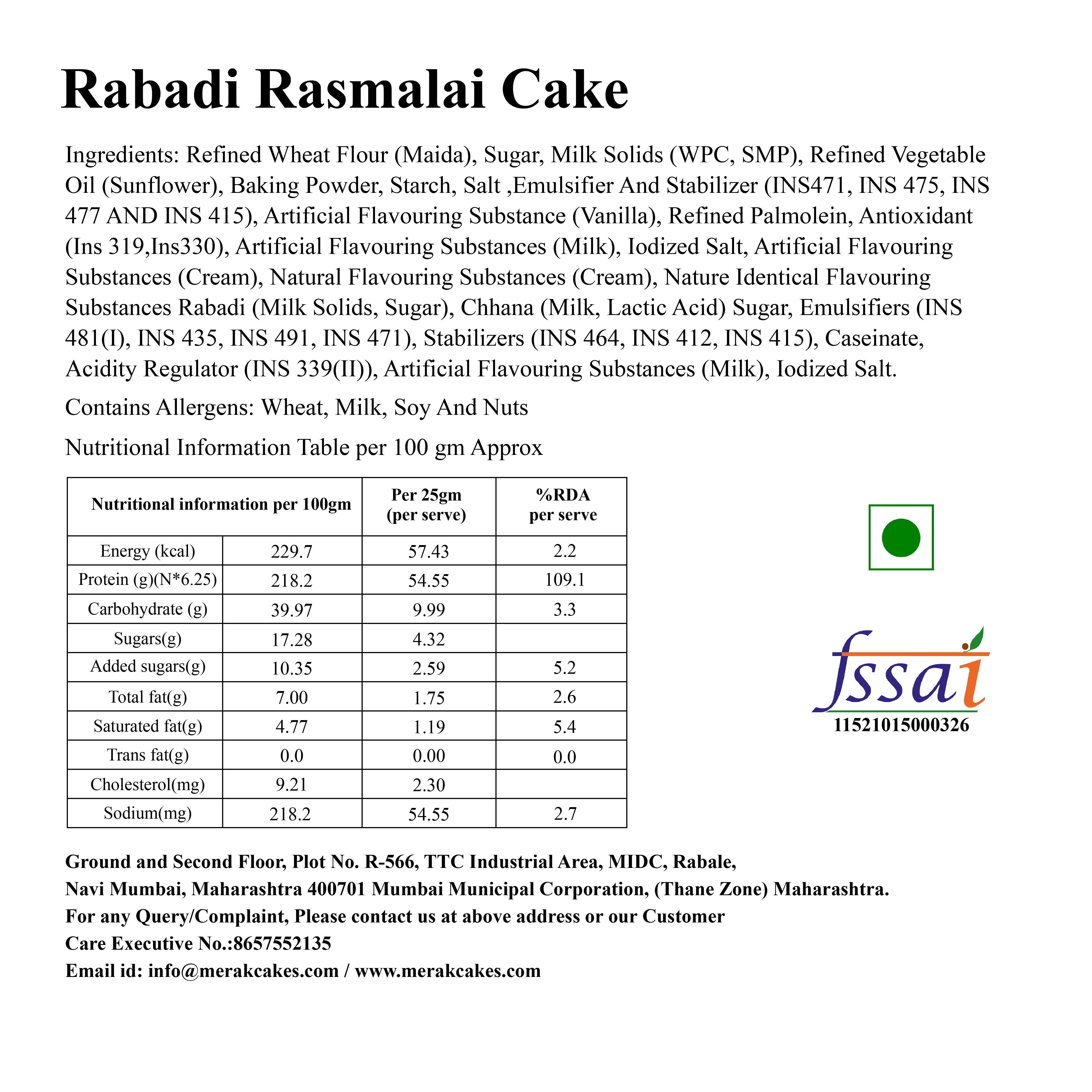 Rabdi Rasmalai Cake