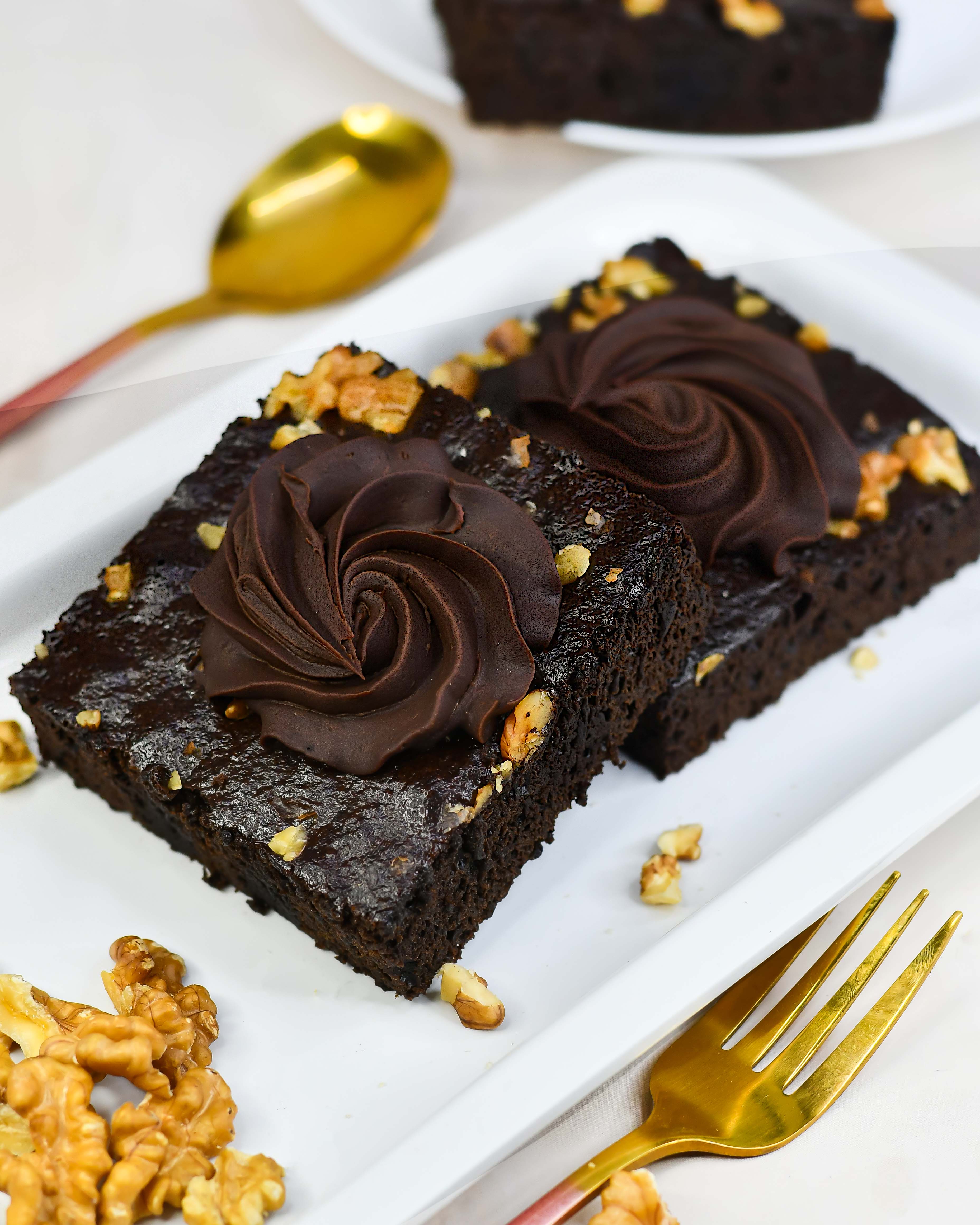 Walnut Triple Chocolate Brownies Recipe - The Gourmet Larder