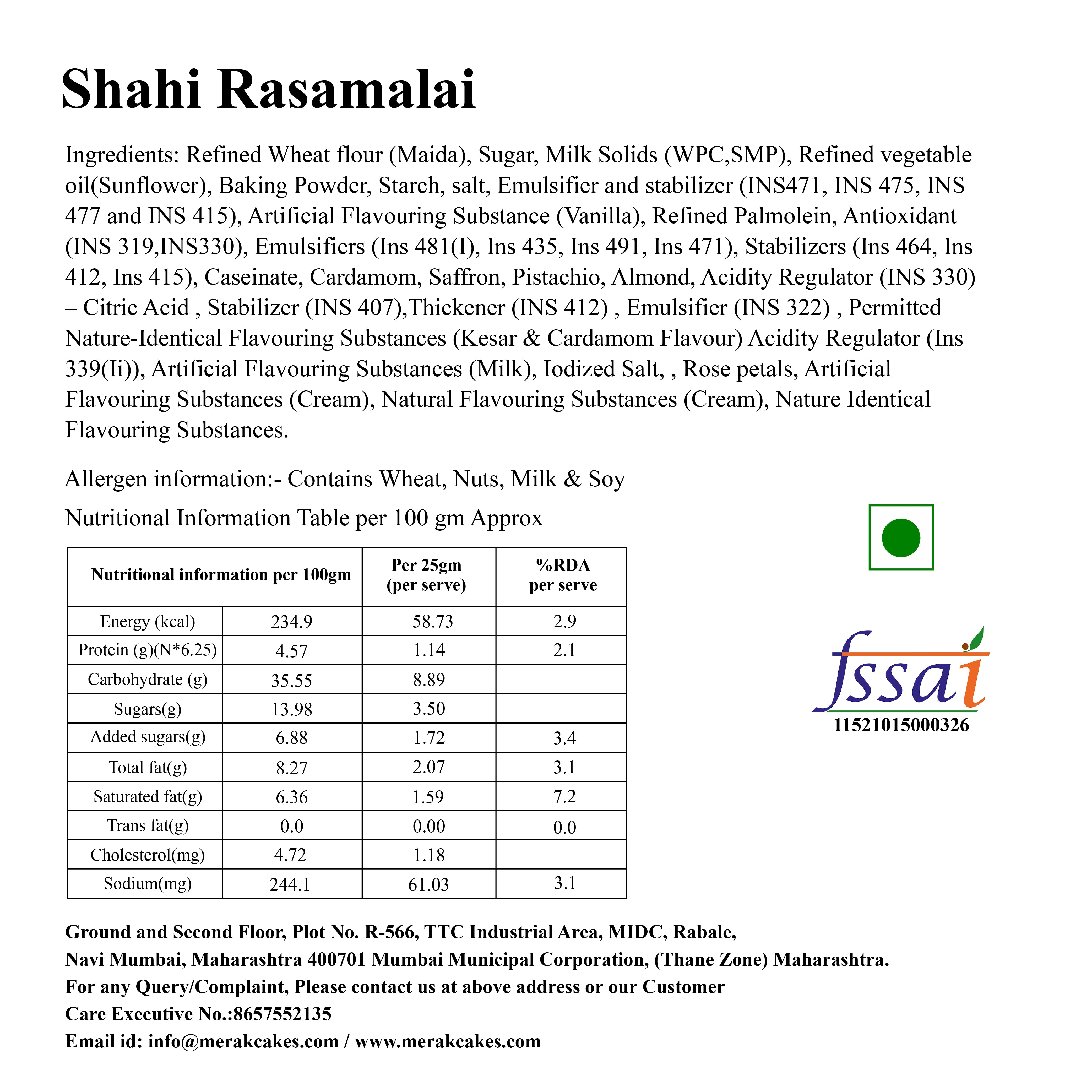 Shaahi Rasmalai Cake